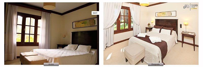 antes y despues de una habitación de hotel, innovación en el sector inmobiliario
